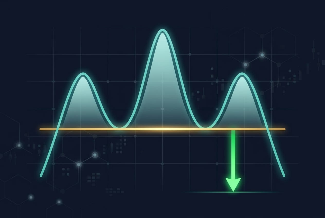 Head and shoulders pattern with neckline and measured move
