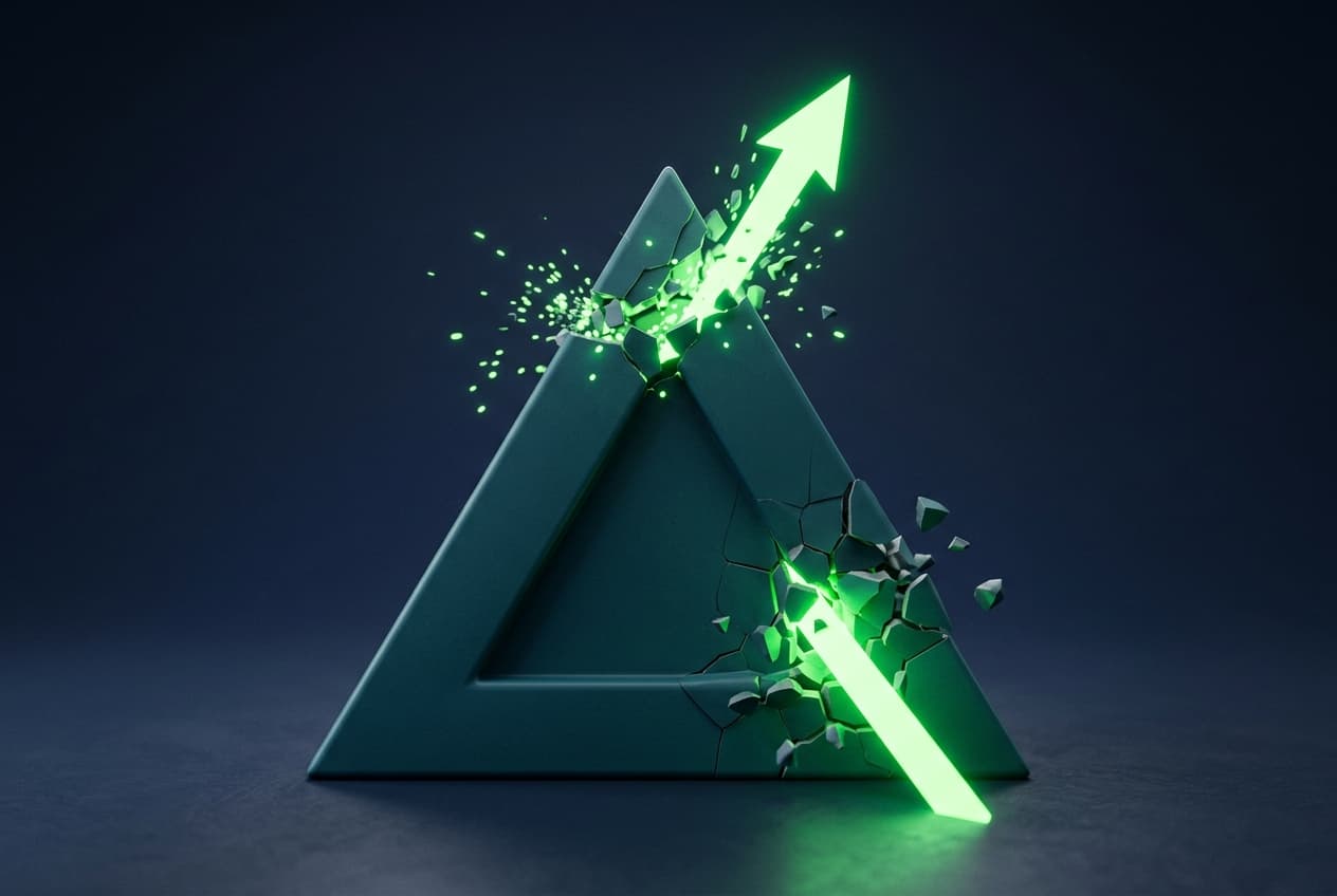 Price breaking out from triangle consolidation